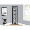Monarch Specialties Bookshelf, Bookcase, Etagere, Corner, 4 Tier, 60"H, Office, Bedroom, Metal, Laminate, Brown, Black I 3646
